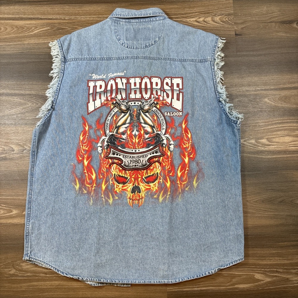 Twin Motor Cycle Apparel Iron Horse Saloon Biker Vest Size L